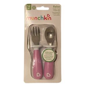 Munchkin Raise Toddler Ergonomic Fork & Spoon Set Age 12m BPA Free NEW